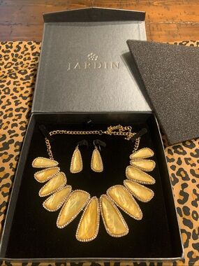 Jardin Yellow Teardrop Statement Necklace & Earring Set